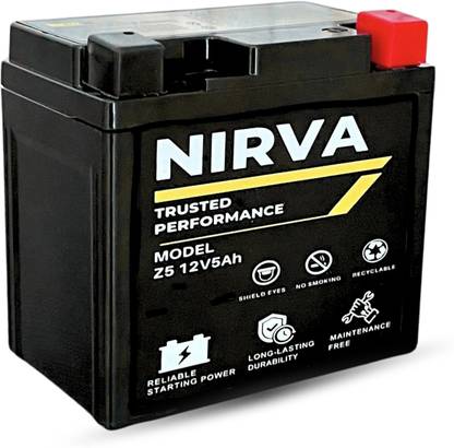 Nirva NRX-Z5 12V 5Ah VRLA Rechargeable Maintenance Free, Leak Proof, Long-Life 5 Ah Battery for Bike