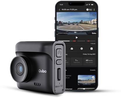 Qubo 2.7K Dash Cam Pro Black Front Reverse Assist Camera System