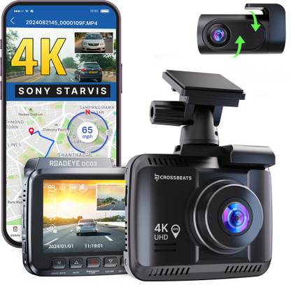 CrossBeats RoadEye DC03 4K Front and Rear Dashcam|Sony Starvis|GPS & ADAS|WDR Night Vision In-car Camera System