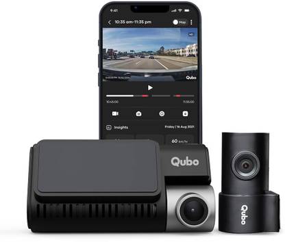 Qubo Smart Dashcam Pro 3K & Rear Cam|5MP UHD|2MP FHD Rear|Sony Starvis Sensor|3.2 LCD In-car Camera System