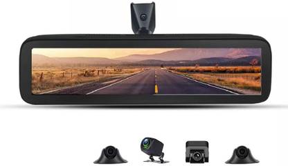 Qiwa 12" Full HD 4 Channel Mirror Dash Cam with Full Touch Screen Reverse Assist Camera System