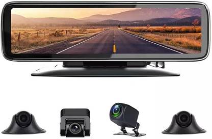 ROCKTECH 12" Full HD 4 Channel Mirror Dash Cam with Full Touch Screen Dashboard Camera Reverse Assist Camera System