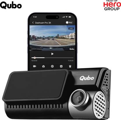 Qubo Smart Dashcam Pro 3K|5 MP UHD|Sony Starvis Sensor|3.2 LCD|Ultra-wide FOV|GPS Log In-car Camera System