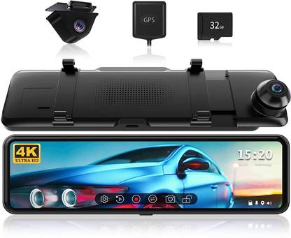 Redtiger Mirror Dash Cam Backup Camera 4K Front & 1080P Rear Mirror Dual Cameras for Cars Dashboard Camera System