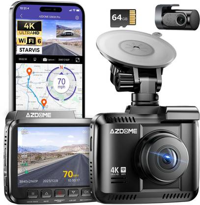 Azdome GS63H 4K Dash Cam Front and Rear|Night Vision|Built-in GPS Logger| Reverse Assist Camera System