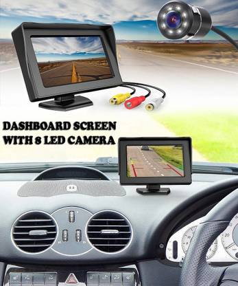 FABTEC 4.3 Dashboard TFT LCD Screen Rear View Monitor with 8 LED Night Vision Car Reverse Camera Dashboard Camera System