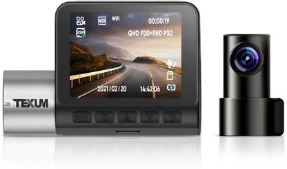 TEXUM Dashcam Dual Channel,2.7K,Built-in GPS Logger,Route Recorder Reverse Assist Camera System