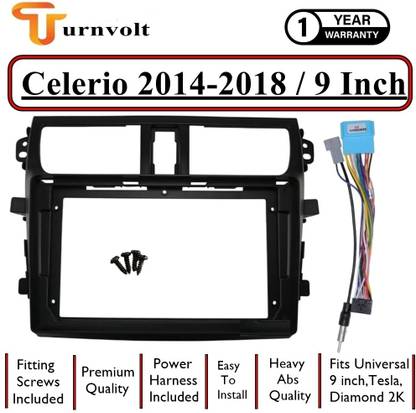 TURNVOLT Old Celerio 2014,2015,2016,2017,2018 9 inch Car Stereo Frame car Frame with Wiring Media Player Frame