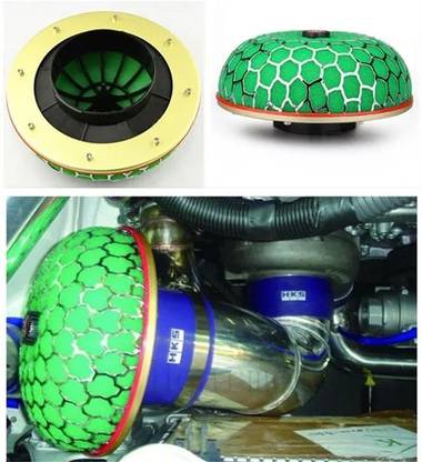 AUTO MT Green, Mushroom Filter 3Inch 76mm InIet, Oil-Free Hight Flow Air Intake Filter Spring Leaf
