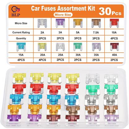 BLP 30Pcs Micro Fuse Kit - Micro Blade Fuses for Cars/RVs/Trucks (2A-40A) Car Fuse Box