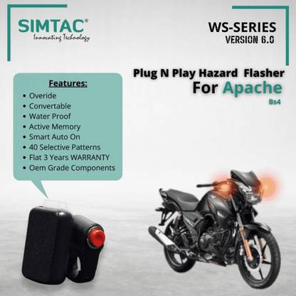 SIMTAC Front, Rear Flasher Indicator Light for TVS Apache 4V 160 /200, Apache 4V 160 /200