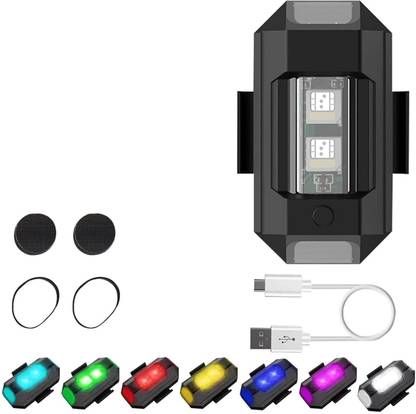 TRUWEL Waterproof Universal Rechargeable Safety Aluminium Helmet Light 7 Colors Indicator Light Motorbike LED (1 V, 1 W)