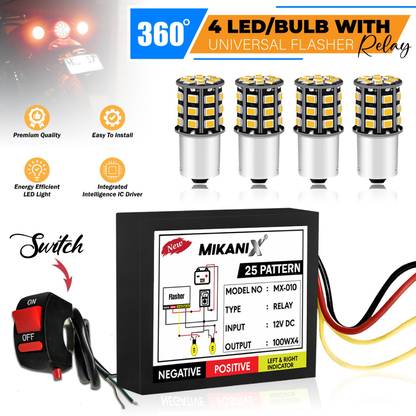 Moto Genius Front, Rear, Side LED Indicator Light for Universal For Bike