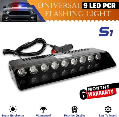 BRXR 9 Led Police PCR Strobe Bar Light With 11 Flashing Modes Fit For All Vehicle Interior Light Car, Truck, Van LED (12 V, 9 W)