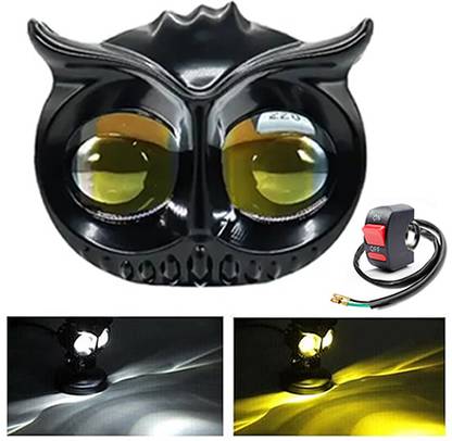 JKM traders Stylish Owl-Eye Design LED Light with White & Yellow | Dual Beam + Flash Mode | Fog Lamp Motorbike LED (12 V, 30 W)
