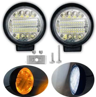 Autofasters 32 Led Universal Round Fog Light With Yellow DRL Ring Fog Lamp Car, Motorbike LED (12 V, 48 W)