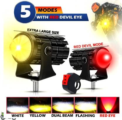 Rhtdm Motorcycle and Car Light Led White and Yellow With Switch_MlL107 Fog Lamp Car, Motorbike LED for Mahindra (12 V, 36 W)