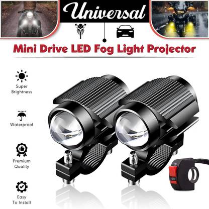 Moto Genius Universal Mini Drive LED Fog Light Projector Lamp For Car Bike Accessories Fog Lamp Motorbike, Car, Truck Xenon (12 V, 12 W)