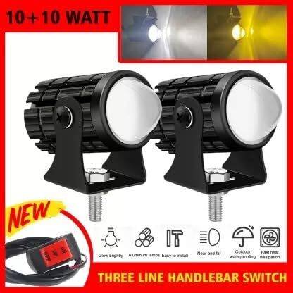 TOVOTA Yellow/White LED 20W DC 9V-80V Fog light for Universal Cars & Bikes Fog Lamp Motorbike LED (20 V, 40 W)