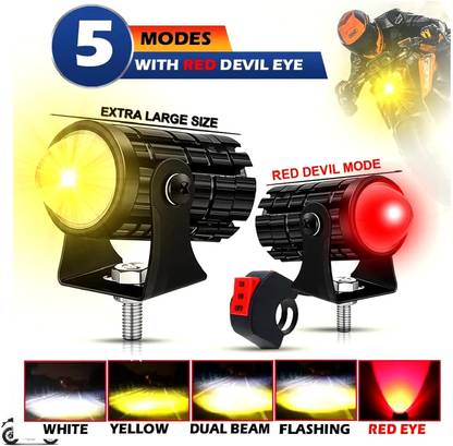 Rhtdm Motorcycle and Car Light Led White and Yellow With Switch_LL087 Fog Lamp Car, Motorbike LED for Hero (12 V, 36 W)