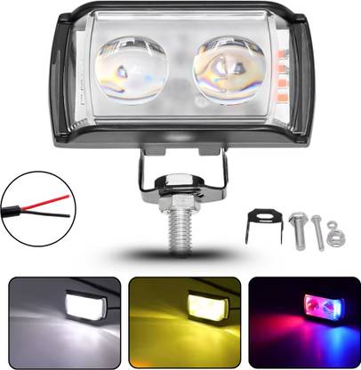 AutoPowerz Yellow/White with Red/Blue 30W DC 9V-60V Dual Lens Fog Light Fog Lamp Car, Motorbike LED (12 V, 20 W)