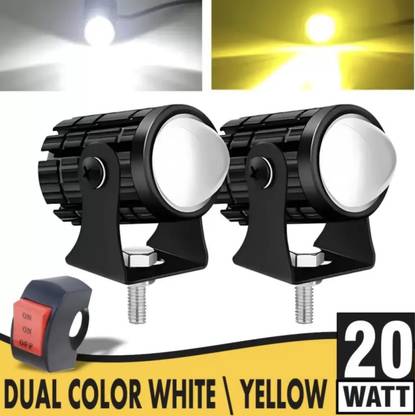 automunk LED Spot Light White Yellow Driving Lamp Dual Color Fog Light Fog Lamp Car, Motorbike LED (12 V, 20 W)