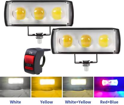 Autozap Projector Fog Light Lamp 3 lens with switch police light & flashing Fog Lamp Car, Motorbike LED (12 V, 12 W)