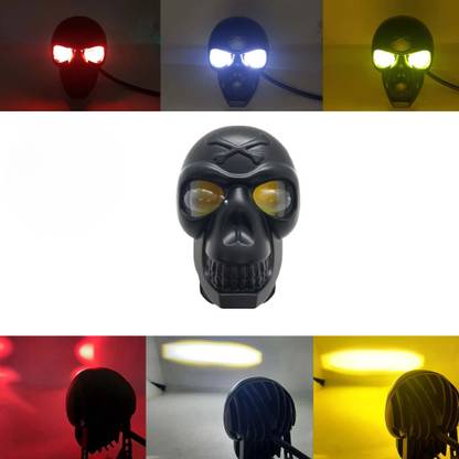 AutoPowerz Skull LED Fog Light Yellow/White Stable & Flashing with Red Devil Eye Effect Fog Lamp Car, Motorbike LED (12 V, 30 W)