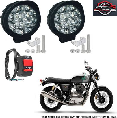 Autoinnovation Waterproof 12 LED Heavy Duty Fog Light Spot Beam with Handlebar Switch-182 Fog Lamp Motorbike LED for Royal Enfield (12 V, 27 W)