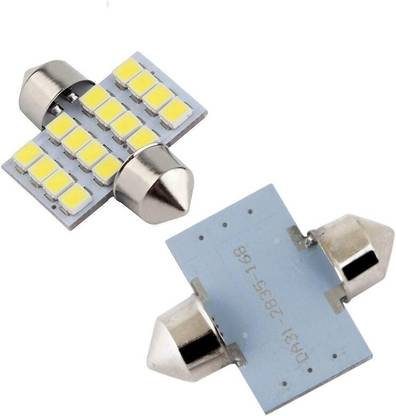 AutoPowerz 16 LED Universal Car Interior Super Bright Roof Light Reading Dome Bulb Lamp with Festoon Holder (Pack of 2Pcs ) License Plate Light Car LED (10 V, 5 W)