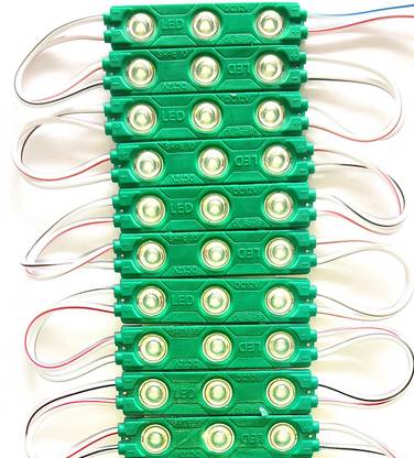 Steko 10 Pieces (GREEN) DC 12V 1.5 Watt 3 LED Optocal LED Module Light For Car Bike Car Fancy Lights