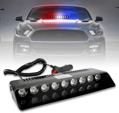 aksmit Car Police Light 8 Led Red & Blue Strobe Flashing Warning Emergency Lights for Fog Lamp Car LED (12 V, 35 W)