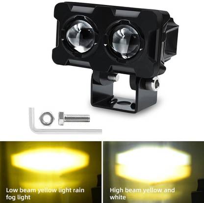 WESSER 2 LED Lens Auxiliary Spot Lights White/Amber Projector Light For motorcycle Fog Lamp Motorbike LED (12 V, 20 W)