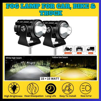 Autozap Universal Motorcycle Mini Led Spotlight Dual Color White & Yellow Fog Lamp Motorbike, Car, Truck, Van LED (12 V, 30 W)