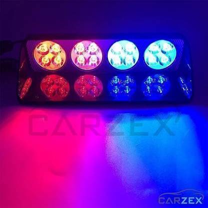 CARZEX 16 LED RED BLUE Flasher Strobe Emergency Dash Light Car, Van, Truck LED (12 V, 48 W)