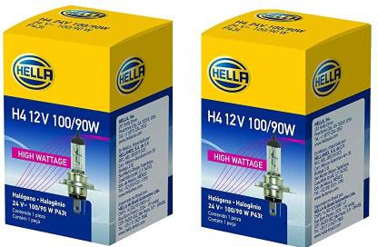 HELLA 671 H4 Car Headlight Bulb High Power 12v 100/90W P43T (Set of 2) Headlight Car Halogen (12 V, 90 W)