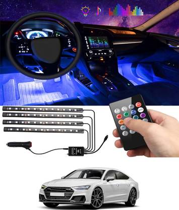 monolive 4Pcs/48Led Atmoshtphere Strip Multi-Colour Change With Music Light For Car 224 Interior Light Car LED for Audi (12 V, 55 W)
