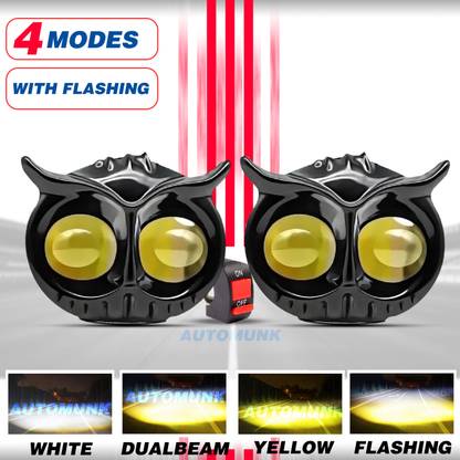 automunk Motorcycle LED Fog Lamp OWL White Yellow Heavy Quality Fog Lamp Motorbike, Car LED (12 V, 40 W)