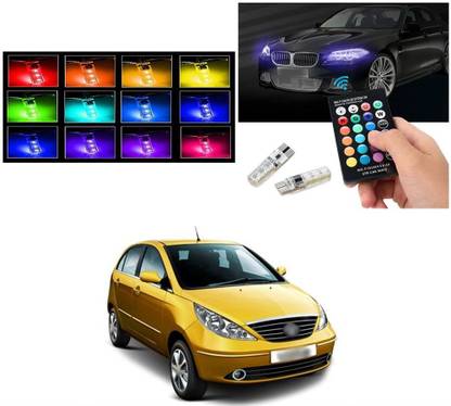 PRTEK T10 LED Remote light Bulbs Strobe 16 Colors Map,Dome,License Plate,Parking X215 Headlight Car, Motorbike, Van LED for Tata (12 V, 18 W)