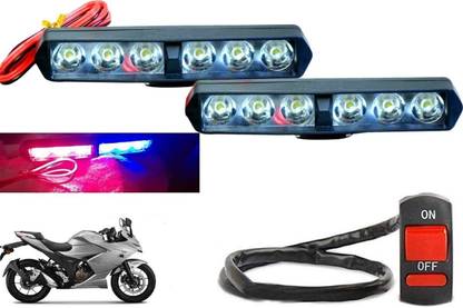 RACER'S EDGE LED Fog Light Red & Blue with Flashing (Pack of 2 With Switch) Fog Lamp Motorbike, Car LED (12 V, 15 W)