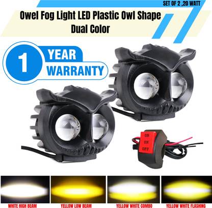 ENEMYT WR6 2 LED Plastic Owl Shape Dual Color Fog Light Low & High Beam For Motorcycle Indicator Light Motorbike LED (12 V, 20 W)