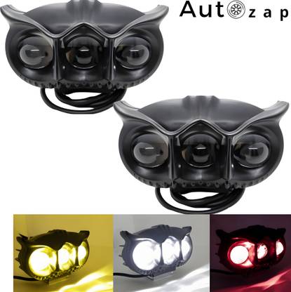 Autozap 3 LED Owl Shaped Fog Light & Flashing Light Multicolor for Universal Bike Fog Lamp Car, Motorbike LED (12 V, 30 W)