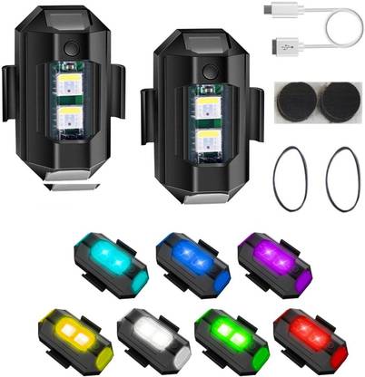 AutoGnix 7 Colors LED With 3 Flashing Mode Aircraft Strobe USB Rechargeable Light KitV Tail Light Motorbike, Car LED (12 V, 15 W)