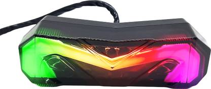AutoPowerz Full Tail Light with Left / Right Indicator DRL & RGB Multi-Color for FZ, RE Tail Light Motorbike LED (12 V, 40 W)
