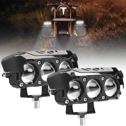 automunk Motorcycle LED Fog Lamp Three Lens White Yellow Heavy Quality Fog Lamp Motorbike, Car LED (12 V, 40 W)