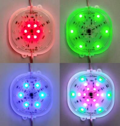 Steko (6.5CM) RGB Blooming Flowers Style DC12 Volt 30 LED Flashing Octagon Shape Interior Light Car LED (12 V, 2 W)