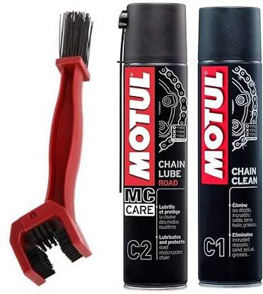 HouseOfCommon MOTUL Combo Chain Cleaner C1 (400 ml) & Chain Lube Road C2 (400 ml) with Brush Chain Oil
