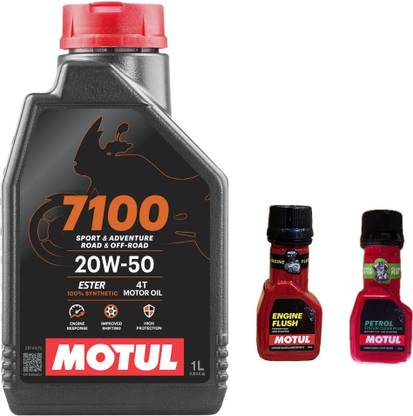 MOTUL 7100 4T 20W-50(1litre) +Engine flush(50ml)+Petrol system clean(50ml)COMBO Full-Synthetic Engine Oil