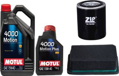 MOTUL 4000 15W40 Engine Oil, Air & Oil Filters Combo For Xylo Mineral Engine Oil