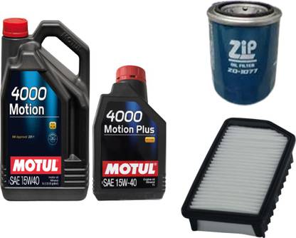 MOTUL 4000 15W40 Engine Oil, Air & Oil Filters Combo for Hyundai Creta Diesel Mineral Engine Oil